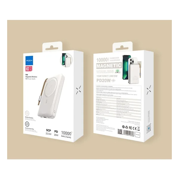 Rock P89 Beyaz 10000 mAh Hızlı Şarj MagSafe Powerbank - Görsel 8