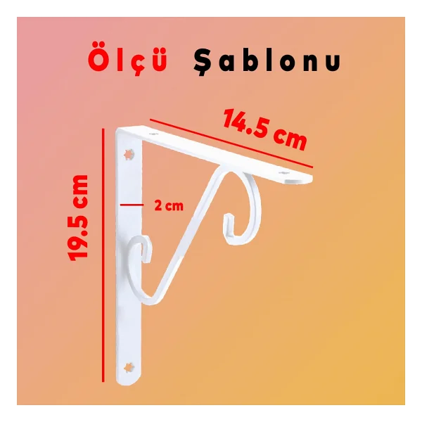 Badem10 Raf Altı Raf Tutucu Ayak Ferforje Beyaz 195 X 145 Mm 2 Adet - Görsel 3
