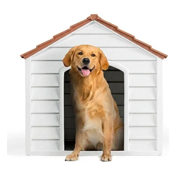 Flex Küçük Boy Plastik Köpek Kulübesi - Suya Dayanıklı Dış Mekan Köpek Evi 62x76x34 Cm - Görsel 3