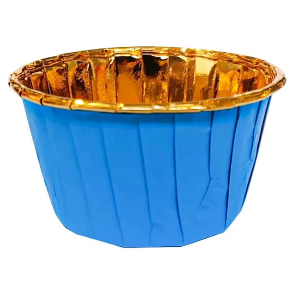Dolphin Muffin Kağıt Karton Altın Mavi Cupcake Kek Kalıbı Kapsülü Kabı - 25 Adetlik 10 Paket - Görsel 4