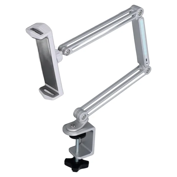 Coverzone P67h Profesyonel Ayarlanabilir LED Işıklı Uzun Kollu Alüminyum Masaüstü 14.6 Inç Kadar Uyumlu iPad İle Uyumlu Tablet Stant Ve Tutucu Cantilever Kol Tasarım, 360° Döner, Tablet Standı - Görsel 3