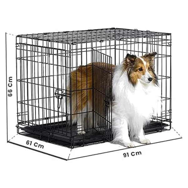 Metal Köpek Kafesi 91x61x66 Cm Siyah - Görsel 2