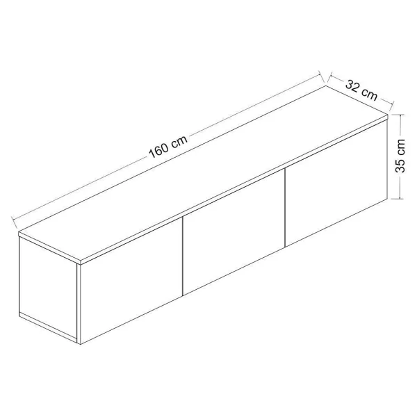 İnarch Dizayn Neon Led Işıklı Duvara Monte, 3 Kapaklı Tv Sehpası - 160 Cm - Modern Tasarım, Antrasit(Mermer Desen) - Görsel 5