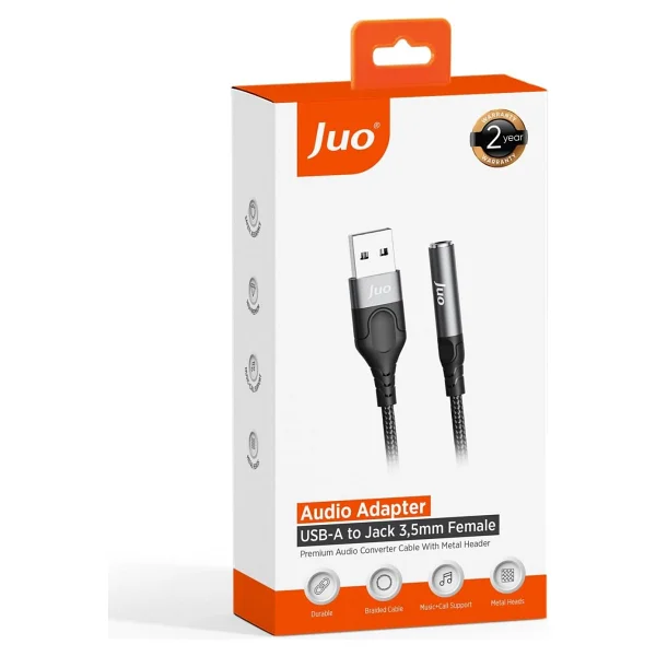 Juo USB-A To 3.5mm Jack Kulaklık Mikrofon Aux Dönüştürücü Harici Ses Kablosu - Görsel 7