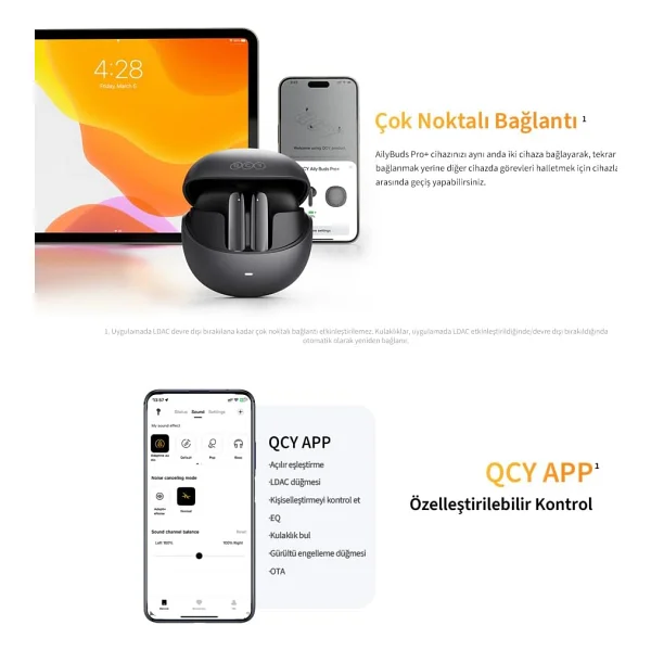 Qcy Ailybuds Pro Plus ANC TWS Beyaz Kulak İçi Bluetooth Kulaklık - Görsel 8