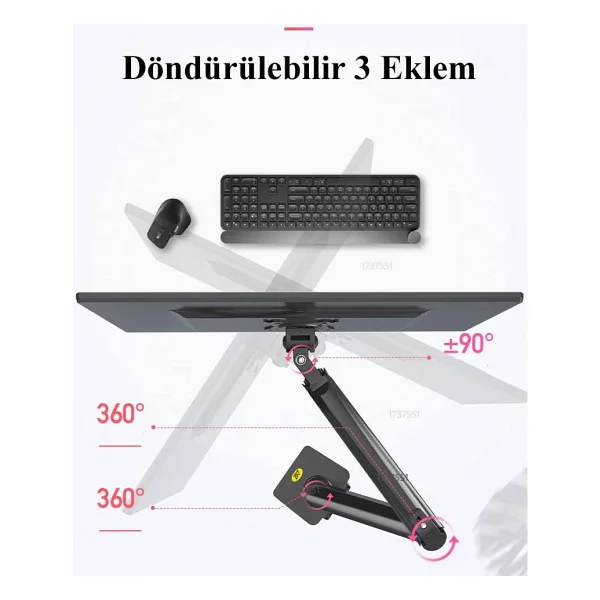 North Bayou G35 22-32 İnç İki Kollu Amortisörlü Monitör Standı - Görsel 4