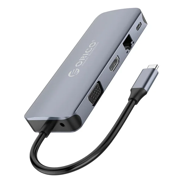 ORICO Type-C to USB 3.0 HDMI 4K@30Hz VGA RJ45 SD TF AUX PD Dönüştürücü HUB - Görsel 3