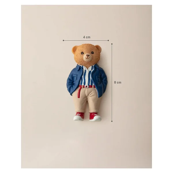 Madame Coco Simon Bear Magnet - Lacivert/Bej - 4x8 Cm - Görsel 7