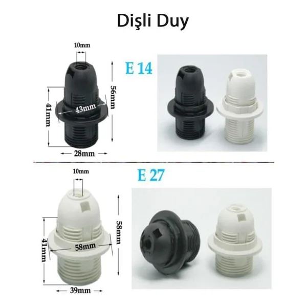 Şahnet Dişli Duy Siyah E27 - Görsel 2