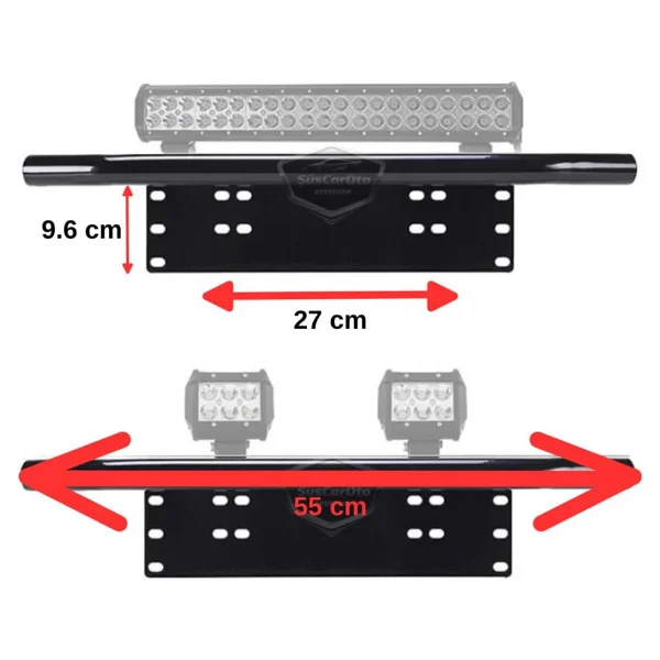 Her Araca Uyumlu Plaka Altlığı Ve Koruma Demiri Sis Ayağı Suv 4x4 Off Road LED Montaj Braketi Plakalık LED Bağlantı Ayağı Krom - Görsel 4