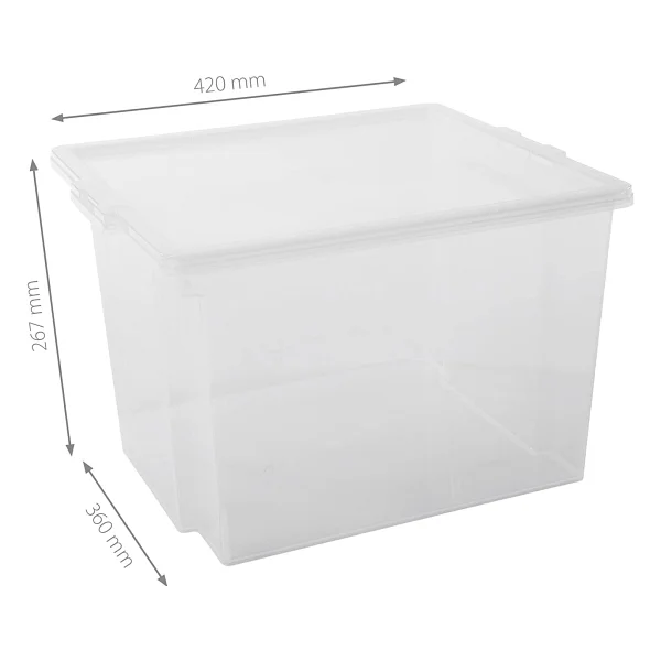 Iris Ohyama Çok Yönlü Saklama Kutuları, 30L, 3'lü Set, Şeffaf, Kolay Mandal, İstiflenebilir, Şeffaf Plastik, Dolap, Raflar, Garaj, Organizasyon, Giysiler, Battaniyeler, Garaj Malzemeleri, USB-M - Görsel 7