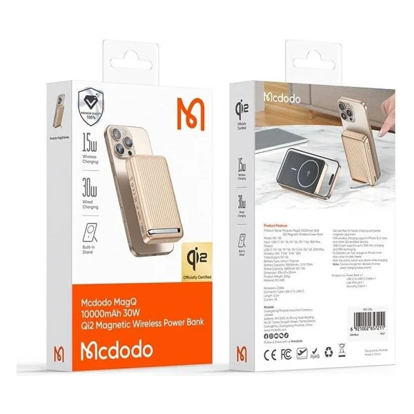 Mcdodo MC-7812 Çöl Titanyum 10000 mAh Hızlı Şarj Kablosuz Powerbank - Görsel 2