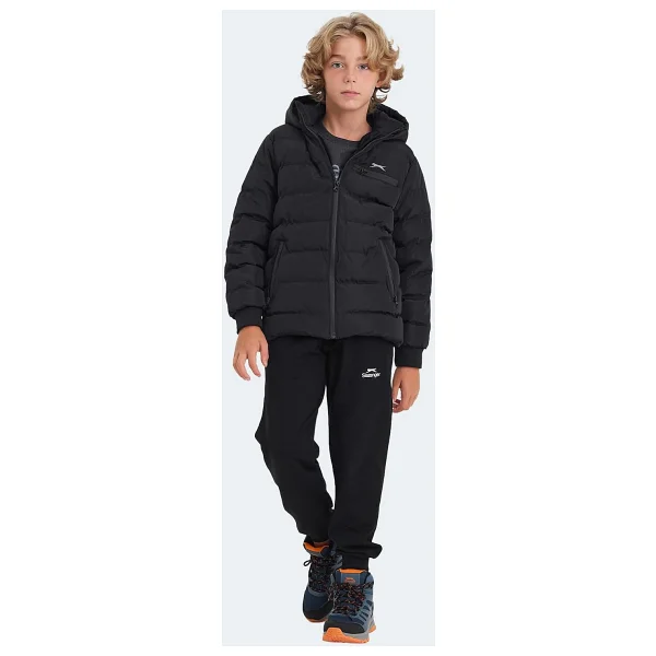 Slazenger Captain Kapüşonlu Siyah Çocuk Şişme Mont - Görsel 7
