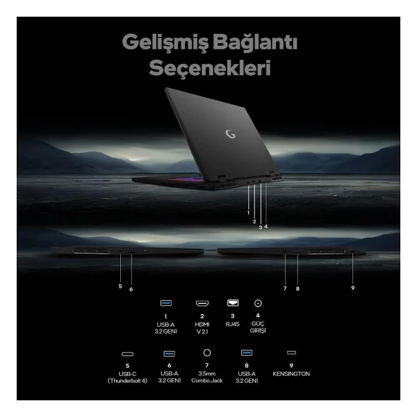 Game Garaj Slayer R9m3d XL-5070 C2 Ryzen 9 9955hx3d 32 GB 1 TB SSD Rtx5070 17" Wqxga Gaming Laptop - Görsel 8