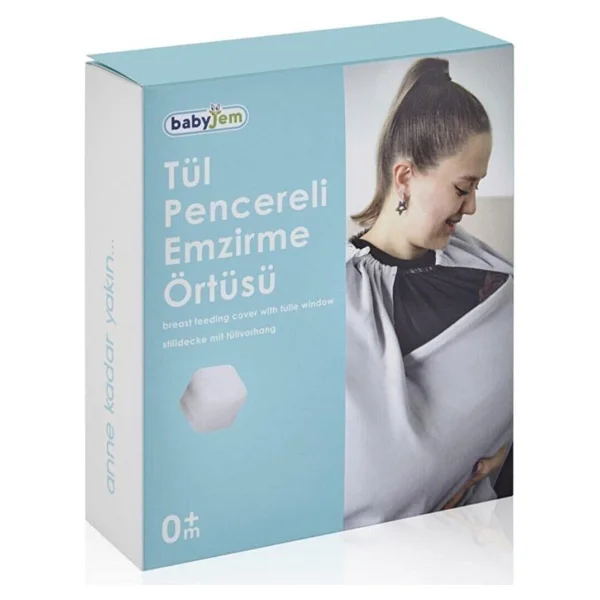 Babyjem Tül Pencereli Emzirme Örtüsü (Gri) - Görsel 3