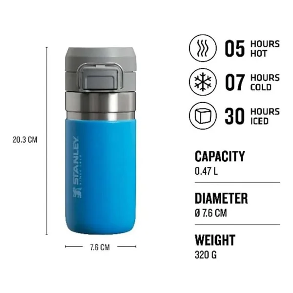 Stanley The Quick Flip Azur Mavisi 0.47 Lt Çelik Termos - Görsel 5