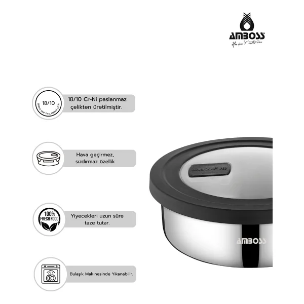 Amboss Nova 16 cm Çelik Saklama Kabı - Görsel 3