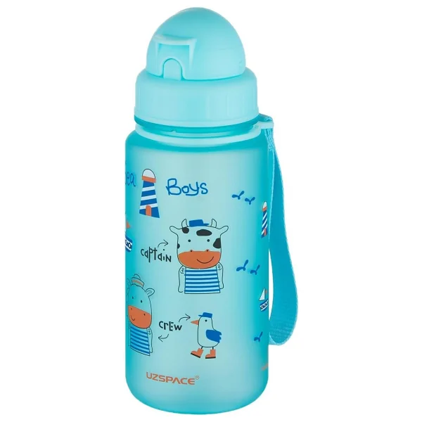 Uzspace Figürlü 400 Ml Pipetli Tritan Çocuk Su Matarası - Mavi - Görsel 7