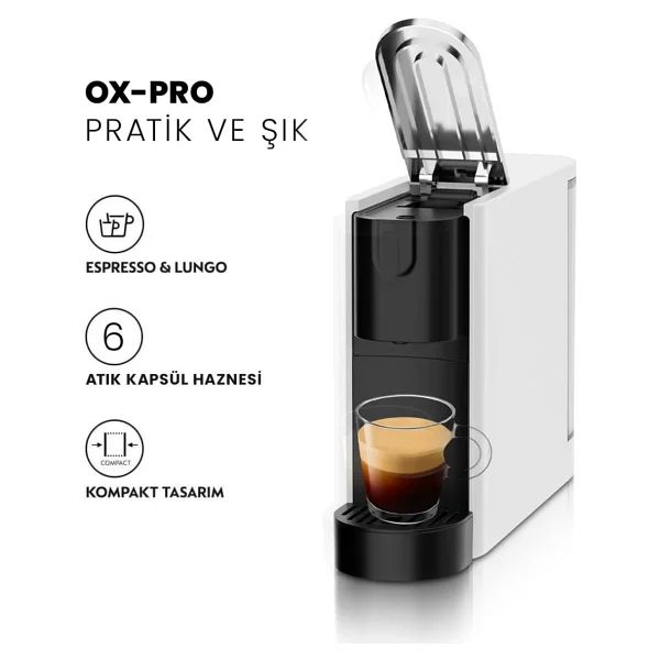 Omnex Ox-Pro Beyaz Kapsül Kahve Makinesi - Görsel 3