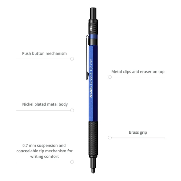 Scrikss Graph-X Mavi 0.7 Mm Versatil Uçlu Kalem - Görsel 3