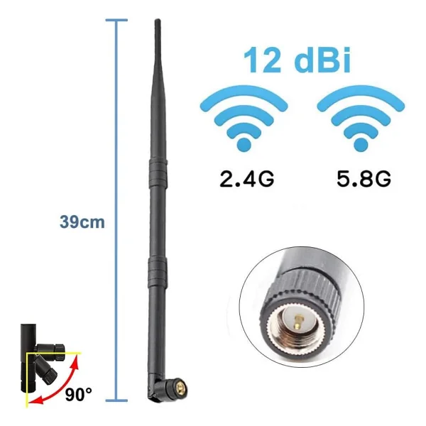 12dbi 39cm Anten Sma Erkek 2.4ghz 5.8ghz Dual Band Rf Gsm Wi-Fi - Görsel 2