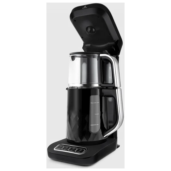 Karaca Çaysever Robotea Pro Quartz 4in1 2500 W Black Chrome Konuşan Cam Demlikli Çay Makinesi - Görsel 4