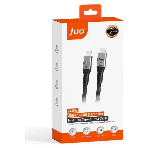 Juo Jcb4g241 240 W 1 M Type-C To Type-C Görüntü Ve Hızlı Şarj Kablosu - Görsel 6