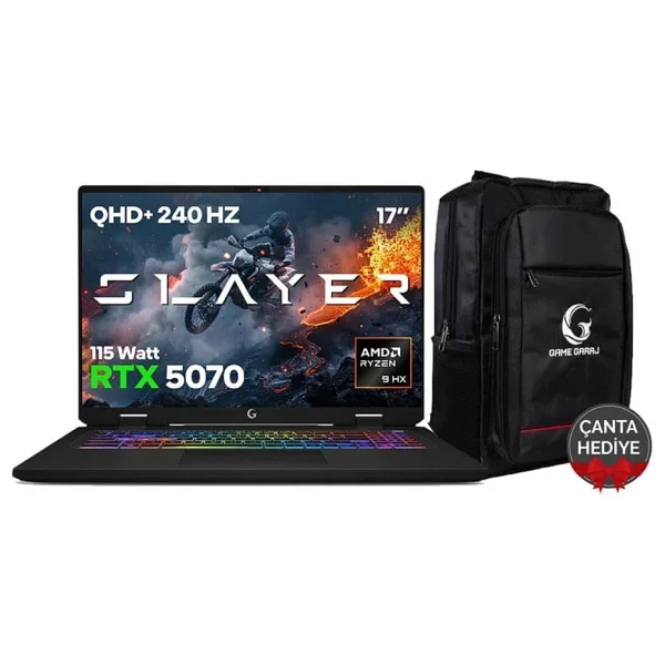 Game Garaj Slayer R9m3d XL-5070 C2 Ryzen 9 9955hx3d 32 GB 1 TB SSD Rtx5070 17" Wqxga Gaming Laptop - Görsel 2
