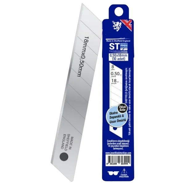İthal 10 Adet 8 Dilim Maket Bıçağı Yedeği Ucu 0.50 Mm Kalınlık X 18 Mm Genişlik Bıçak Ucu Jilet - Görsel 2