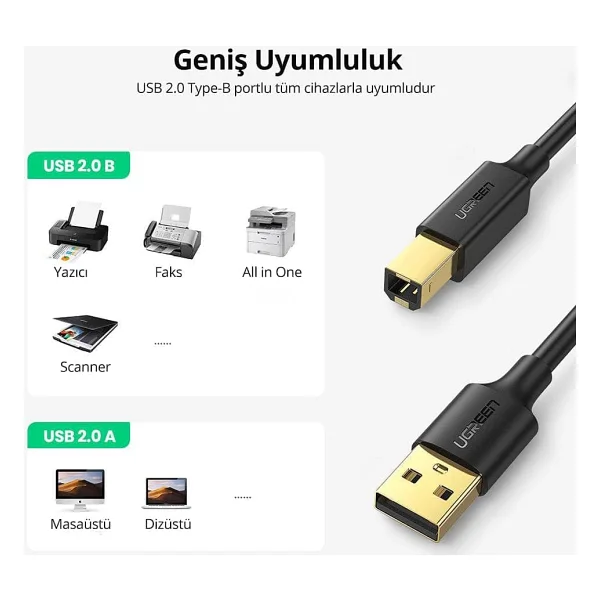 Ugreen 20846 1 M USB 2.0 Yazıcı Kablosu - Görsel 2