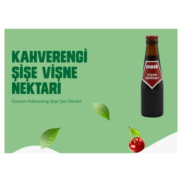 Tamek Meşhur Kahverengi Şişe 200 Ml 6'lı Vişne Nektarı - Görsel 4