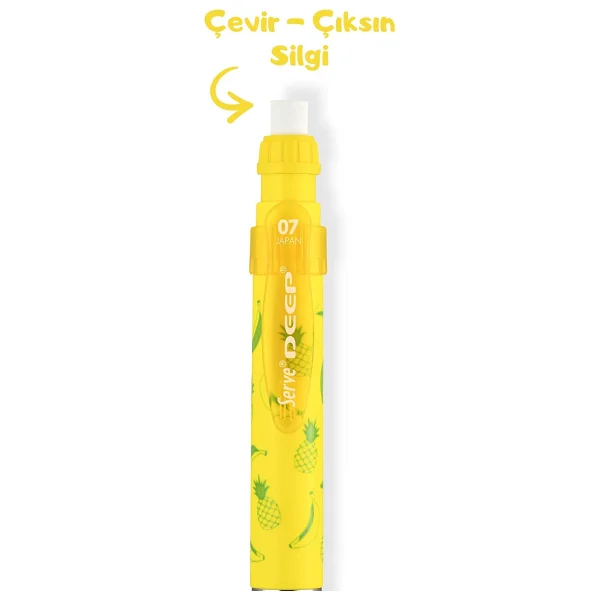 Serve Deep Meyve Temalı Ananas Muz Desenli Sarı 0.7 mm Versatil Uçlu Kalem - Görsel 2