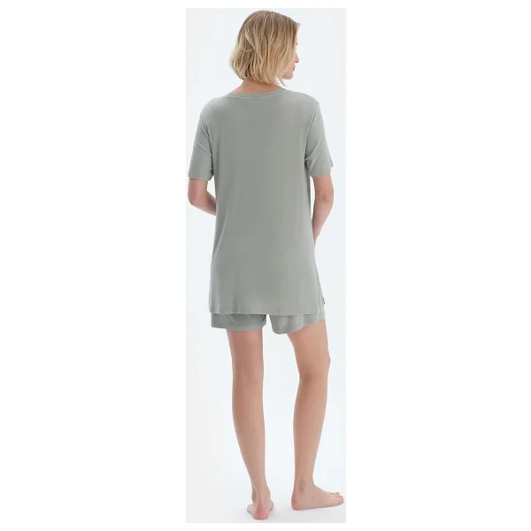 Dagi Kadın Kaşkorse Hamile Tişört Şort Pijama Takımı, Viskon, Açık Yeşil, M - Görsel 2