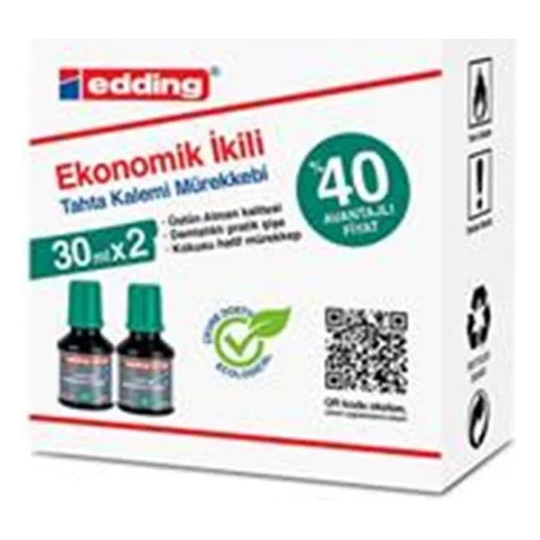 Edding BT 30 beyaz yazı tahtası kalemi yedek mürekkep 2'li kutu, kırmızı - Görsel 4