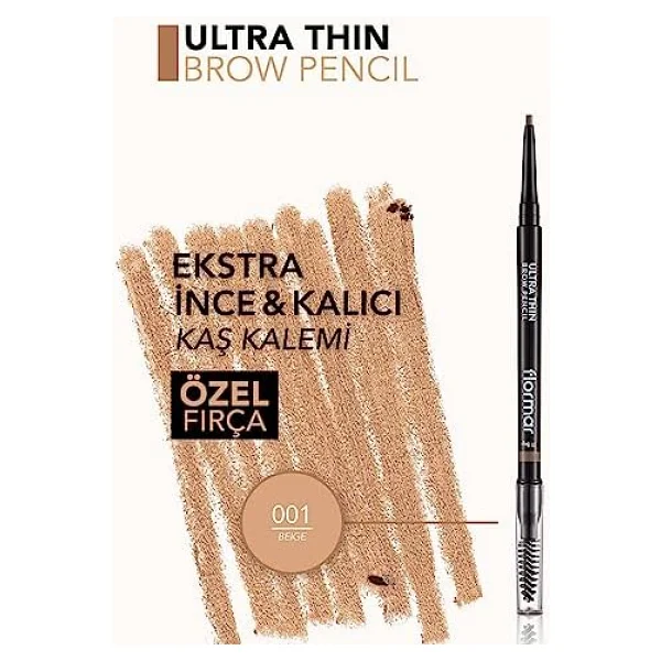 Flormar Ultra Thin Brow Pencil 01 Beige Kaş Kalemi - Görsel 8
