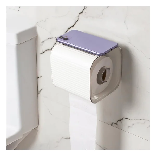 Porsima Yapışkanlı Banyo Tuvalet Kağıtlığı Wc Peçetelik Kağıtlık Tutucu Tuvalet Kağıt Organizeri (Beyaz) - Görsel 3