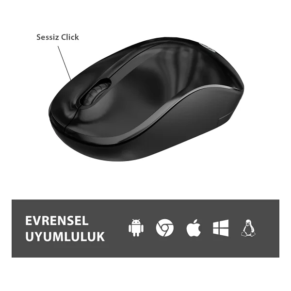 Lenovo Lecoo Ws206 Siyah Ergonomik Optik Kablosuz Mouse - Görsel 7