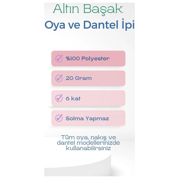 3 Adet Altınbaşak Oya Ve Dantel İpi 20 Gr - Royaleks - No: 027 - Görsel 2