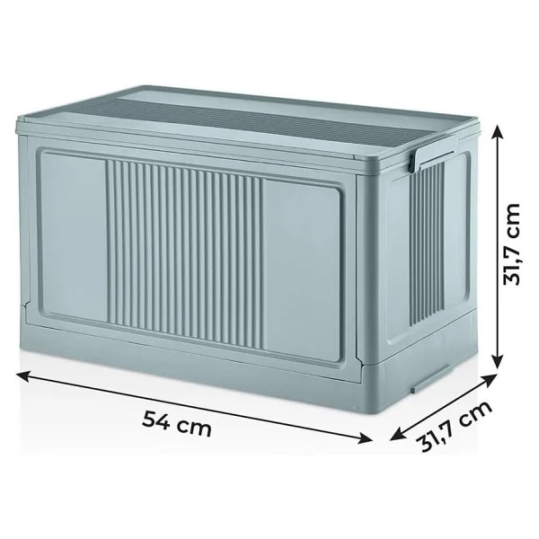 Deconox Dev Boy Katlanır Kilit Kapaklı Kasa 55 Litre Hacimli, Yer Kaplamayan Portatif Saklama Kutusu Ardiye, Balkon, Mutfak, Kiler, Bahçe Ve Araç Bagajı İçin Güvenli Organizer (Mavi) - Görsel 2