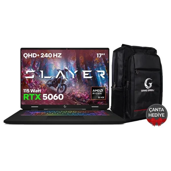Game Garaj Slayer R9MXL-5060 C2 Ryzen 9 8940HX 32 GB 1 TB SSD RTX5060 17" WQXGA Gaming Laptop - Görsel 2