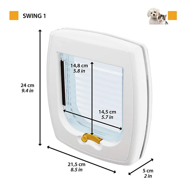 Ferplast Swıng 1 Kedi-Köpek Kapısı, Beyaz, 14,8X14,5, Standard - Görsel 2