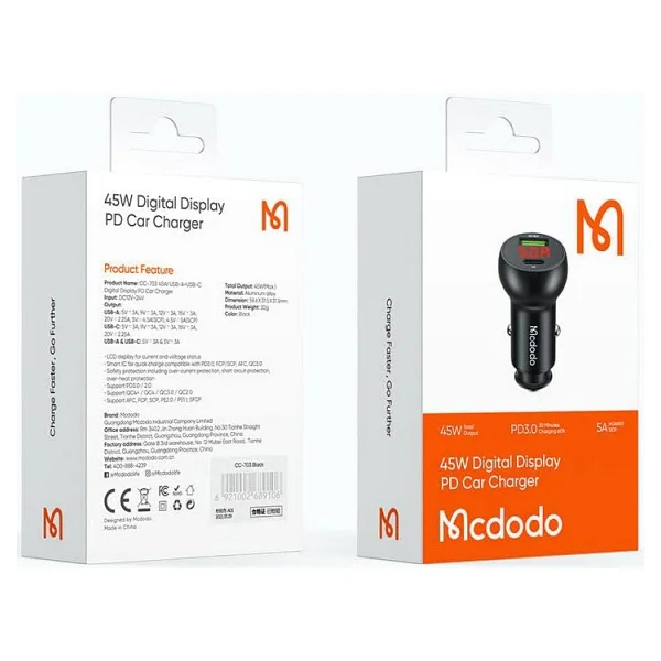 Mcdodo CC-7030 45 W USB Type-C Araç Şarj Aleti - Görsel 9