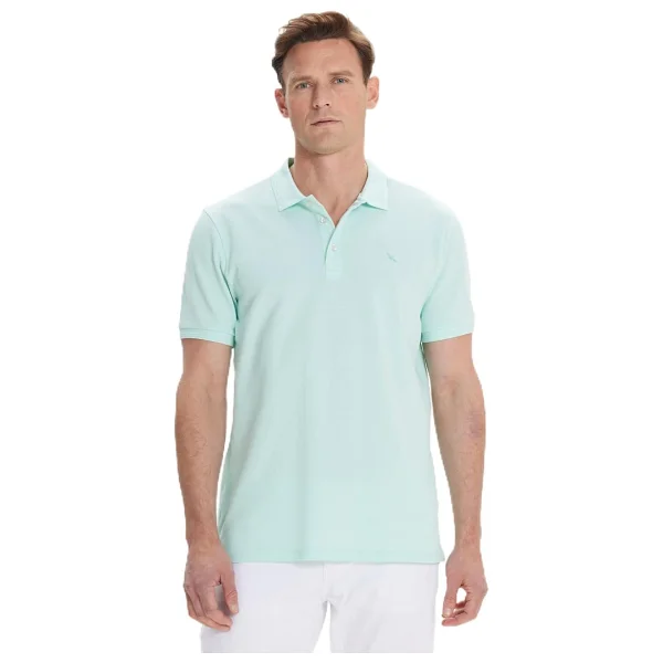 ALTINYILDIZ CLASSICS Erkek Açık Mavi Slim Fit Dar Kesim Polo Yaka%100 Pamuk Kısa Kollu Tişört, Açık Mavi, L - Görsel 9