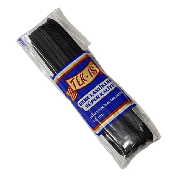 Tek-İş Lastik Sert Yumuşak Çamaşır Don Etek Bel Paça Bebe Lastiği Yuvarlak 3mm Siyah 10m - Görsel 5