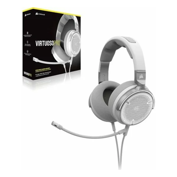 Corsair Virtuoso Pro Açık Oyun Kulaklığı Kablolu - Tek Yönlü Mikrofon Çıkarılabilir - 50 Mm Grafen İletkenler, Frekans Tepkisi 20 Hz - 40 Khz - Beyaz - Görsel 7