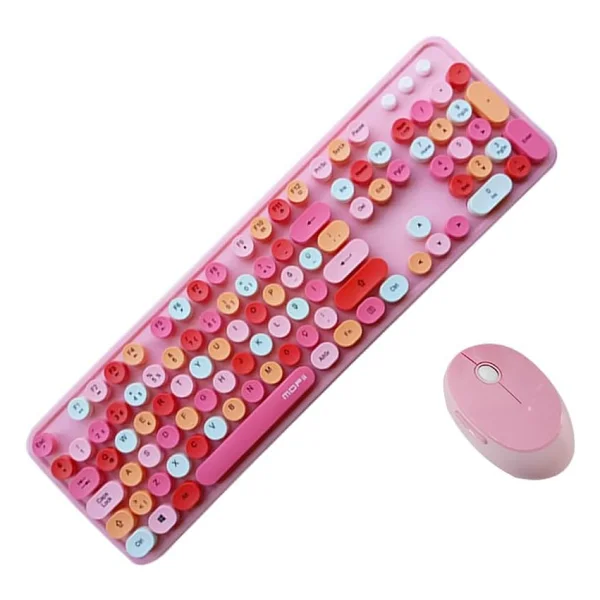 Microcase Mofii Sweet Serisi Renkli Kablosuz Klavye Mouse Set Türkçe AL4259 (Pembe) - Görsel 5