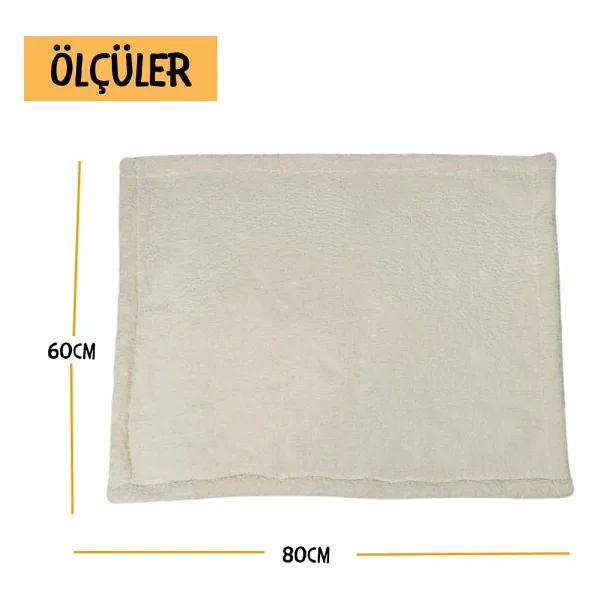 Beylini Kedi Köpek Battaniyesi Premium Peluş Evcil Hayvan Uyku Battaniyesi Yıkanabilir Krem (60x80) - Görsel 5