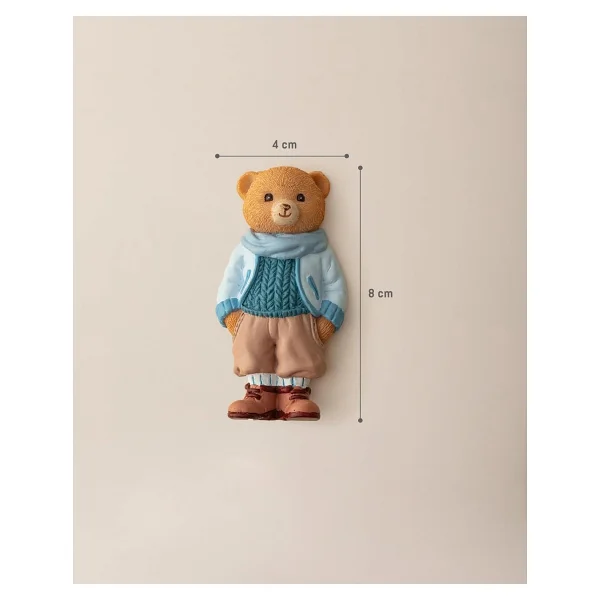 Madame Coco Voir Bear Magnet - Bej/Mavi - 4x8 cm - Görsel 7
