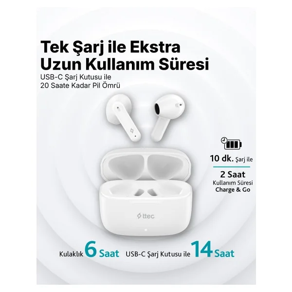 Ttec Airbeat Vibe 2km176 TWS Kulak İçi Bluetooth Kulaklık - Görsel 6
