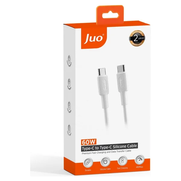 Juo Jcbs62-W 2 M Beyaz Type-C To Type-C Hızlı Şarj Kablosu - Görsel 7